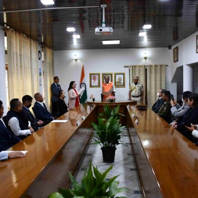 Governor of Nagaland, La.Ganesan administering the oath of office to Upa-Lokayukta Khanrinla T.Koza at Raj Bhavan on 15th March 2023